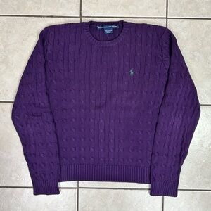 Vintage Women’s Ralph Lauren Sport Preppy Cotton Cable Knit Sweater Size X-Large